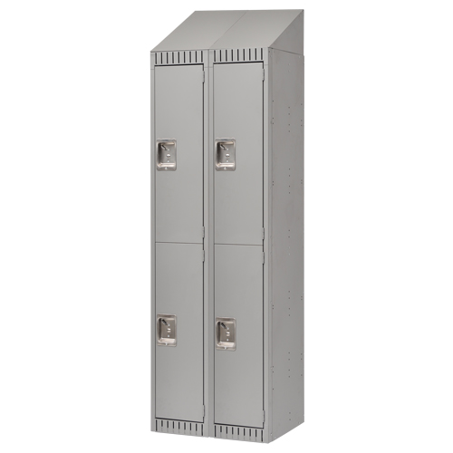 Casiers assembl&eacute;s, 2 niveaux, Bloc de 2, 24" x 18" x 72", Acier, Gris, Rivet (assembl&eacute;) Cam Industrial