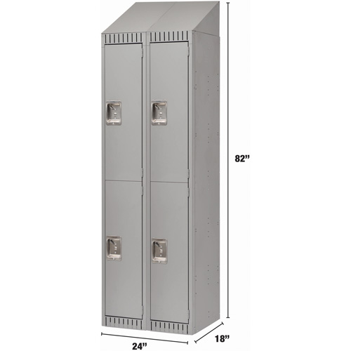 Casiers assembl&eacute;s, 2 niveaux, Bloc de 2, 24" x 18" x 72", Acier, Gris, Rivet (assembl&eacute;) Cam Industrial