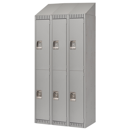 Lockers, 2 -tier, Bank of 3, 36" x 18" x 82", Steel, Grey, Knocked Down Cam Industrial
