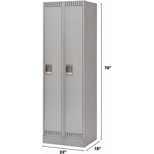 Lockers, Bank of 2, 24" x 18" x 76", Steel, Grey, Knocked Down Cam Industrial