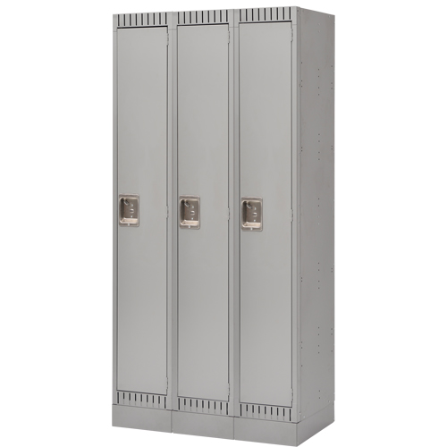Assembled Lockers, Bank of 3, 36" x 18" x 72", Steel, Grey, Rivet (Assembled) Cam Industrial