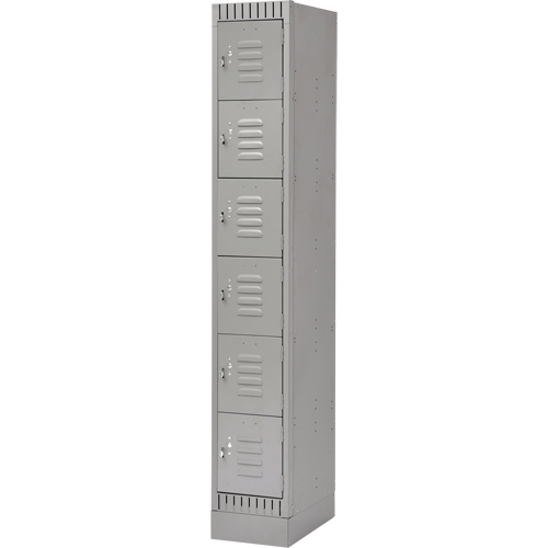 Lockers, 6 -tier, 12" x 18" x 76", Steel, Grey, Knocked Down Cam Industrial