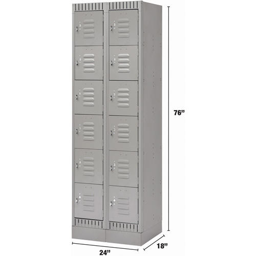 Casiers, 6 niveaux, Bloc de 2, 24" x 18" x 76", Acier, Gris, D&eacute;mont&eacute; Cam Industrial