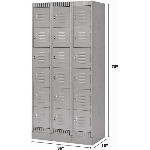Casiers, 6 niveaux, Bloc de 3, 36" x 18" x 76", Acier, Gris, D&eacute;mont&eacute; Cam Industrial