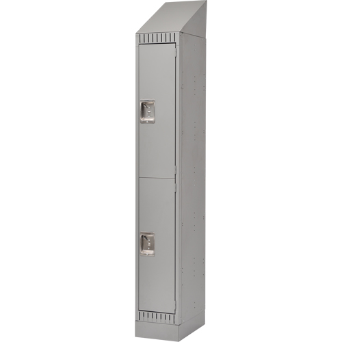 Lockers, 2 -tier, 12" x 18" x 86", Steel, Grey, Knocked Down Cam Industrial