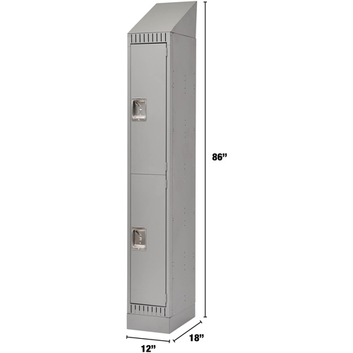 Lockers, 2 -tier, 12" x 18" x 86", Steel, Grey, Knocked Down Cam Industrial