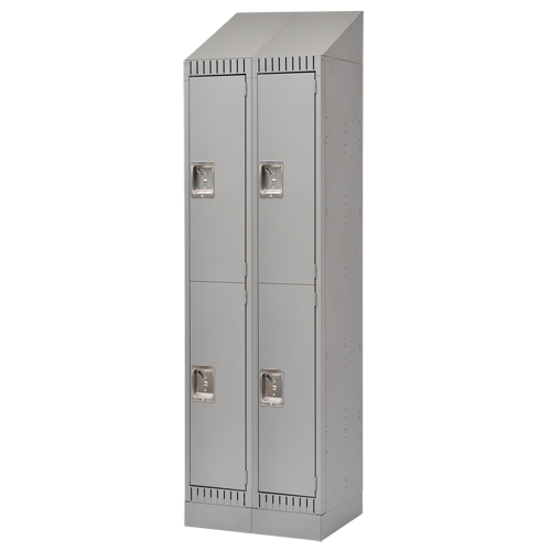 Lockers, 2 -tier, Bank of 2, 24" x 18" x 86", Steel, Grey, Knocked Down Cam Industrial