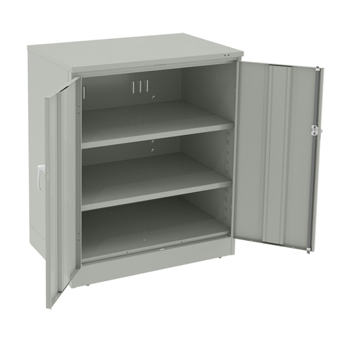 Armoire &agrave; hauteur de comptoir de luxe, Acier, 2 Tablettes, 42" h x 36" la x 24" P, Gris p&acirc;le Cam Industrial