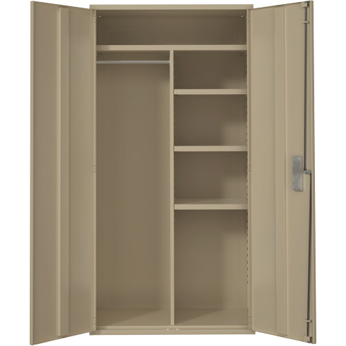 Combination Storage Cabinet, Steel, 6 Shelves, 72" H x 36" W x 18" D, Beige Cam Industrial