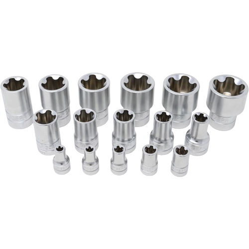 Jeu de douilles TORX EPR &agrave; 5 pans, 16 Morceaux, Prise de 1/4"/3/8"/1/2" Cam Industrial