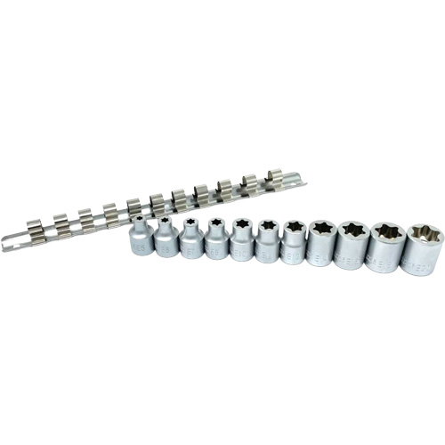 Flat-Cut E-"Star" Socket Set, 11 Pieces, 3/8" Drive Size Cam Industrial