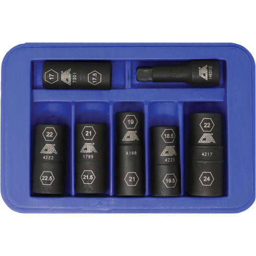 Half Metric Flip Socket Set, 7 Pcs, Impact, 1/2" Drive Size, Deep Cam Industrial