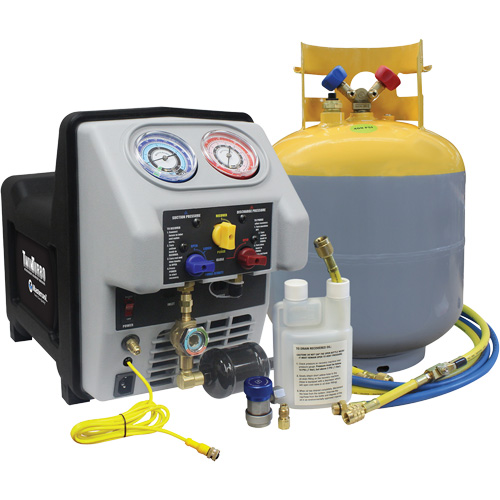 Twin Turbo Refrigerant Recovery System with 50 Lb DOT Tank Cam Industrial