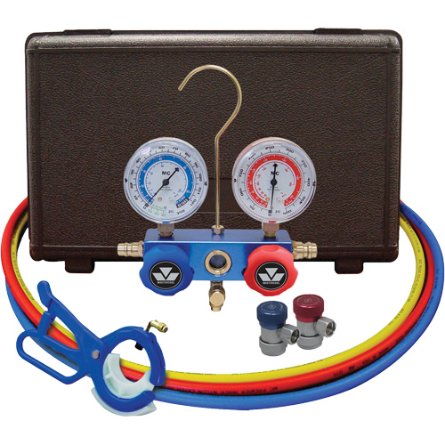 Jeu de manom&egrave;tres collecteurs pour automobile avec coupleurs manuels et robinet perce-canette lat&eacute;rale 3-in-1 Cam Industrial