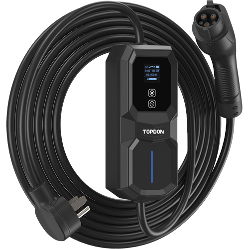 Fiche NEMA 6-50 portable PulseQ AC, 32 A, Niveau 2 CA, Connecteur Type 1 (SAE J1772) Cam Industrial
