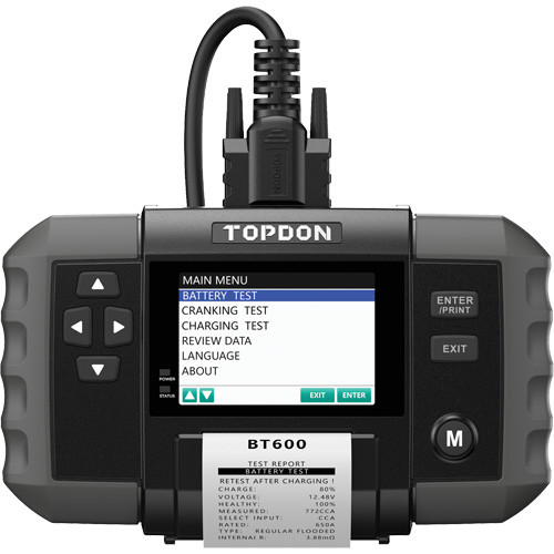 BT600 12V Battery & 12V/24V System Tester with Built-in Printer Cam Industrial