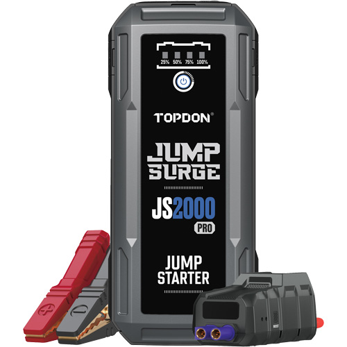 D&eacute;marreur de secours, banque d'alimentation et lampe de poche JumpSurge2000Pro &agrave; 2500 A de pointe Cam Industrial