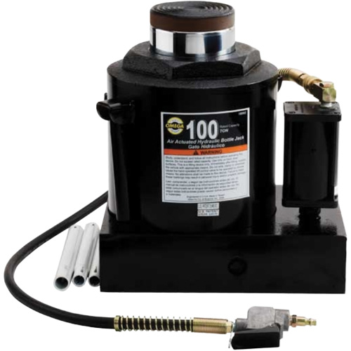 Air Actuated Bottle Jack, 100 Ton(s), Air Hydraulic/Manual Hydraulic, 17-22/25" Raised Height Cam Industrial