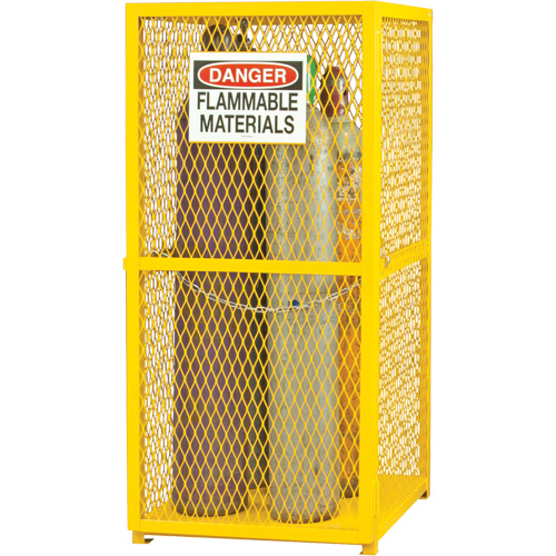 Gas Cylinder Storage Cabinet, 9 Cylinder Capacity, 30" W x 30" D x 71-3/4" H, Yellow Cam Industrial