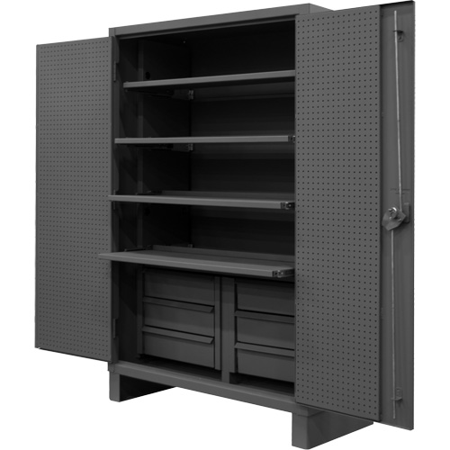 Extra Heavy-Duty Slide-Out Shelf Cabinet, Steel, 4 Shelves, 78" H x 48" W x 24" D, Grey Cam Industrial