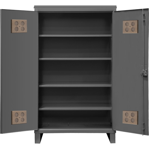 Heavy-Duty Outdoor Cabinet, Steel, 4 Shelves, 78" H x 60" W x 24" D, Grey Cam Industrial