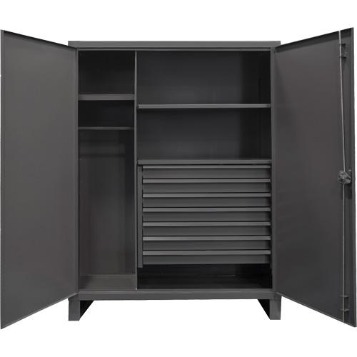Extra Heavy-Duty Wardrobe Cabinet, Steel, 48" W x 24" D x 78" H, Grey Cam Industrial
