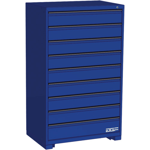 Modular Drawer Cabinet, 9 Drawers, 36" W x 24" D x 60" H, Blue Cam Industrial
