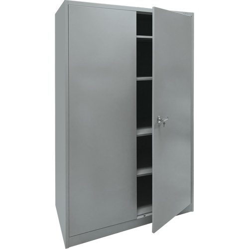 Storage Cabinet, Steel, 4 Shelves, 78" H x 48" W x 24" D, Grey Cam Industrial