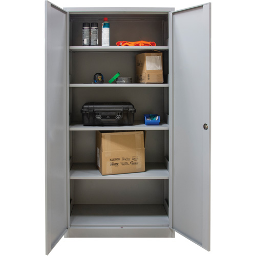 Hi-Boy Storage Cabinet, Steel, 4 Shelves, 72" H x 36" W x 18" D, Grey Cam Industrial