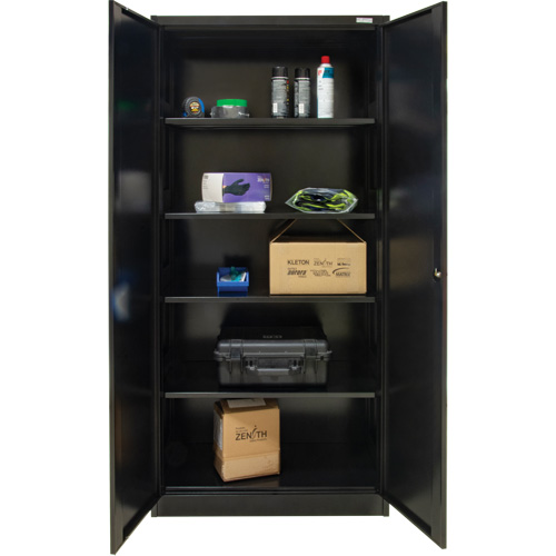 Hi-Boy Storage Cabinet, Steel, 4 Shelves, 72" H x 36" W x 18" D, Black Cam Industrial