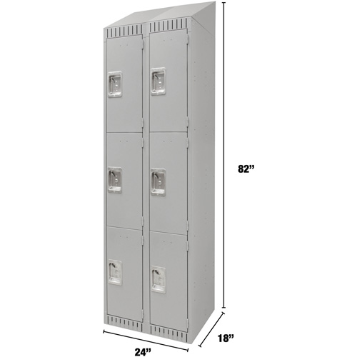 Casiers, 3 niveaux, Bloc de 2, 24" x 18" x 82", Acier, Gris, D&eacute;mont&eacute; Cam Industrial