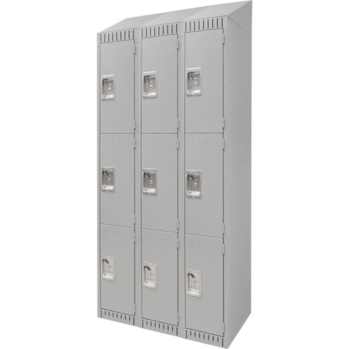 Casiers, 3 niveaux, Bloc de 3, 36" x 18" x 82", Acier, Gris, D&eacute;mont&eacute; Cam Industrial