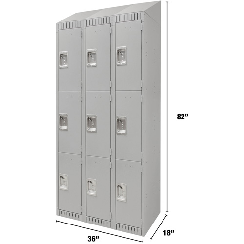 Casiers, 3 niveaux, Bloc de 3, 36" x 18" x 82", Acier, Gris, D&eacute;mont&eacute; Cam Industrial
