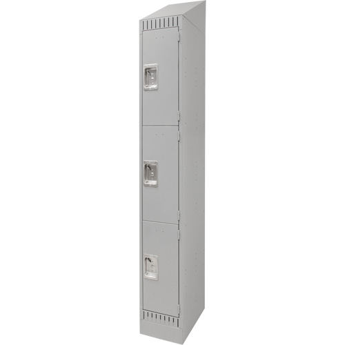 Lockers, 3 -tier, 12" x 18" x 86", Steel, Grey, Knocked Down Cam Industrial