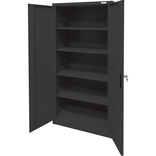 Storage Cabinet, Steel, 4 Shelves, 78" H x 36" W x 24" D, Black Cam Industrial