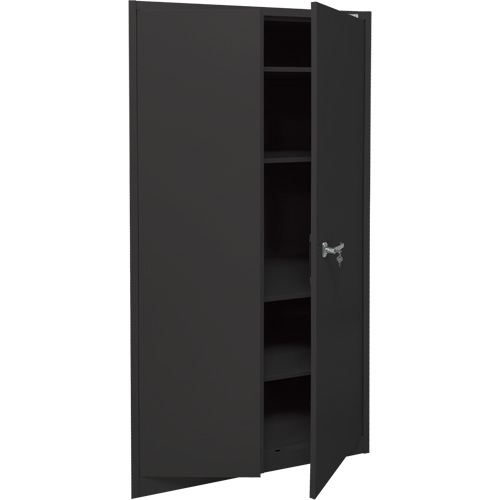 Storage Cabinet, Steel, 4 Shelves, 78" H x 36" W x 24" D, Black Cam Industrial