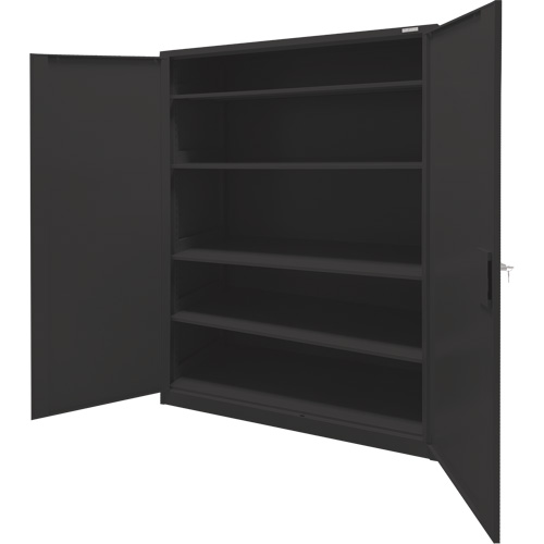Storage Cabinet, Steel, 4 Shelves, 78" H x 48" W x 24" D, Black Cam Industrial
