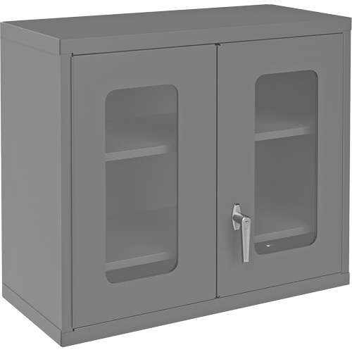 Armoire de rangement murale avec portes transparentes, 26-15/16" h x 29-7/8" la x 13-11/16" p, 2 tablettes, Acier, Gris Cam Industrial