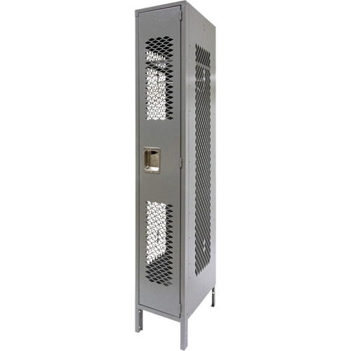 Vented Lockers, 12" x 18" x 78", Steel, Grey, Knocked Down, Perforated Cam Industrial