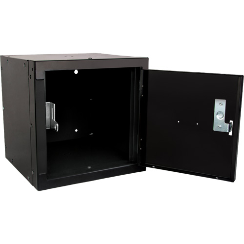Casier cubique empilable, 12" x 12" x 12", Acier, Noir, D&eacute;mont&eacute; Cam Industrial
