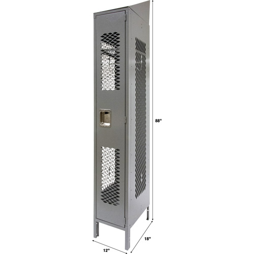 Vented Lockers, 12" x 18" x 88", Steel, Grey, Knocked Down, Perforated Cam Industrial