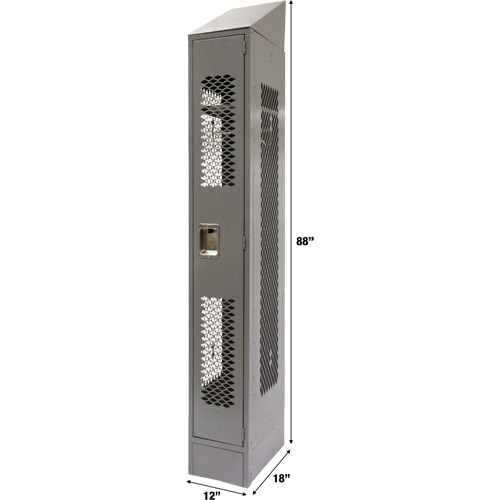 Vented Lockers, 12" x 18" x 88", Steel, Grey, Knocked Down, Perforated Cam Industrial