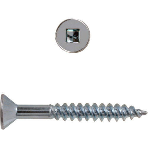 Flat Head Square Drive Wood Screws, #8 x 2-1/2" L, Zinc Plated Cam Industrial