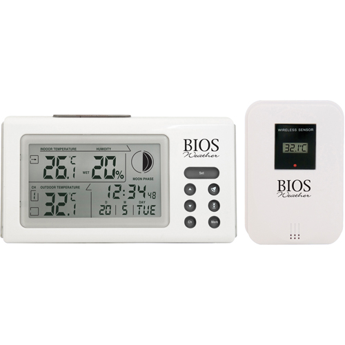 Thermom&egrave;tres int&eacute;rieurs/ext&eacute;rieurs avec horloge, Contact, Num&eacute;rique, 32 &agrave; 122°F (0 to 50°C) Cam Industrial
