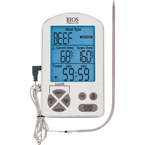 Thermom&egrave;tre &agrave; viande haute de gamme et minuterie, Contact, Num&eacute;rique, -4-122°F ( -20-50°C) Cam Industrial