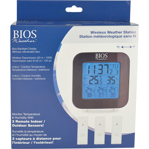Station m&eacute;t&eacute;orologique sans fil avec 3 capteurs, Sans contact, Num&eacute;rique, 40-158°F (-40-70°C) Cam Industrial