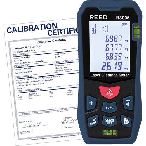 Laser Distance Meter with Calibration Certificate, 0' - 164' (0 m - 50 m) Range, Digital (Electronic) Cam Industrial