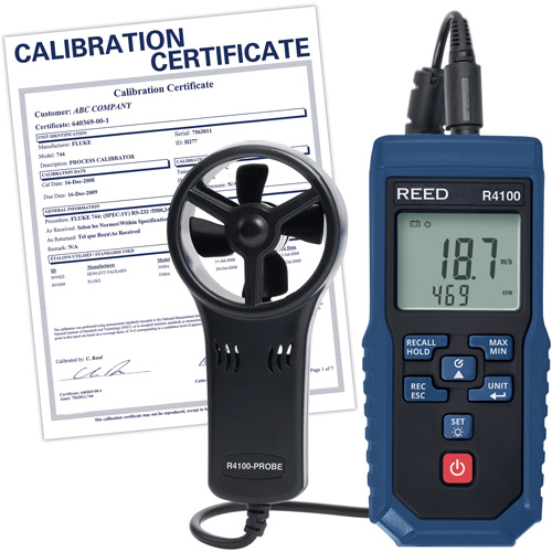 R4100 Vane Thermo-Anemometer with Air Volume with Calibration Certificate, Data Logging, 0.4 - 30 m/sec Air Velocity Range Cam Industrial