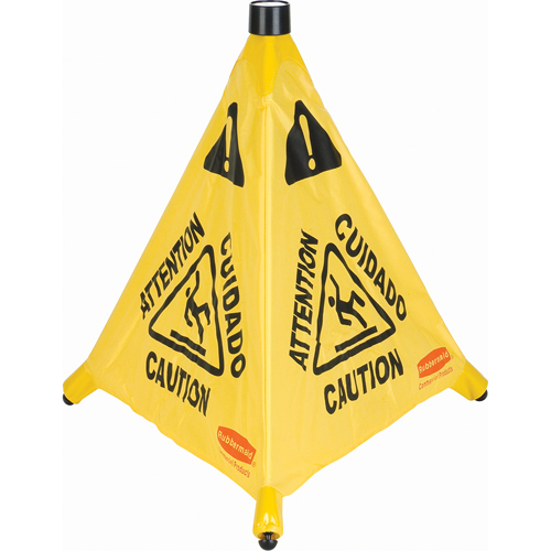 Pop-Up Safety Cone, Trilingual With Pictogram Cam Industrial