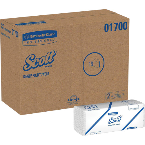 Scott&reg; Single Fold Towels, 1 Ply, 10-1/2" L x 9-3/10" W, 250 /Pack Cam Industrial